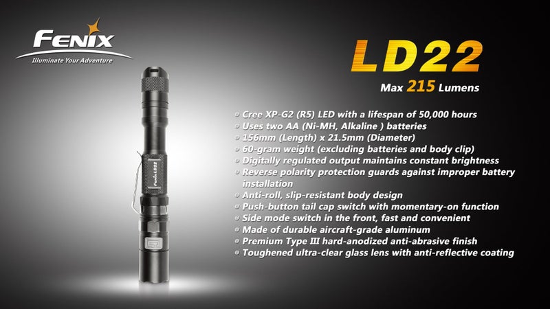 Fenix LD22 Flashlight, Black - Image 1